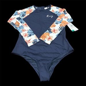 Roxy Women's Long Sleeve Rashguard 1 piece Swimsuit Size Large MSRP$95